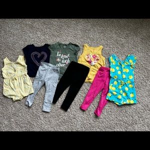 2 T girls clothes includes 3 TShirts , 3 Leggings , 2 rompers